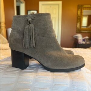 Born Women's Leather Suede Tassel above Ankle Boots Western Style Rounded Toe